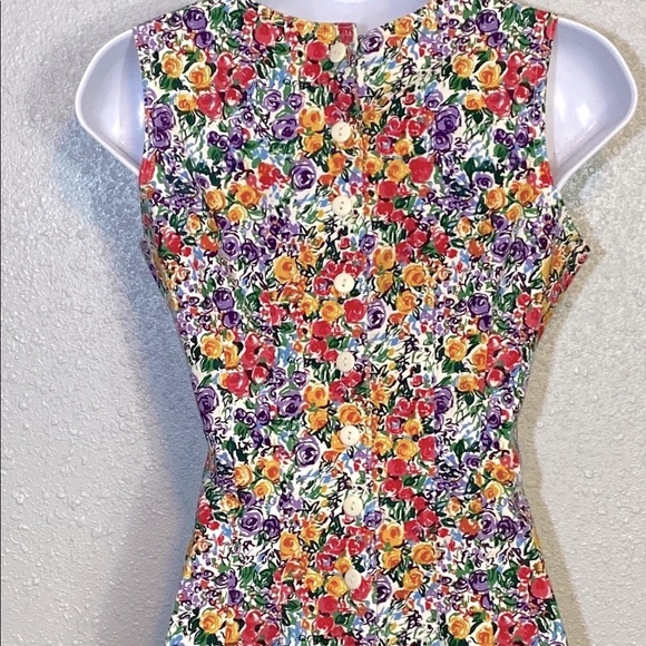 Express Vintage 90’s Floral Sheath Mini Dress With Buttons Down The Back - Picture 6 of 11